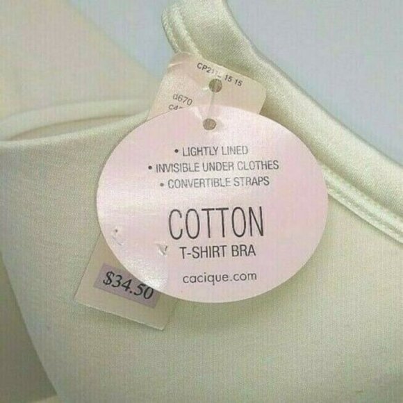Cacique Lane Bryant Women Bra T Shirt Cotton Blend Plus Size 46DDD Off White NEW - Picture 7 of 8